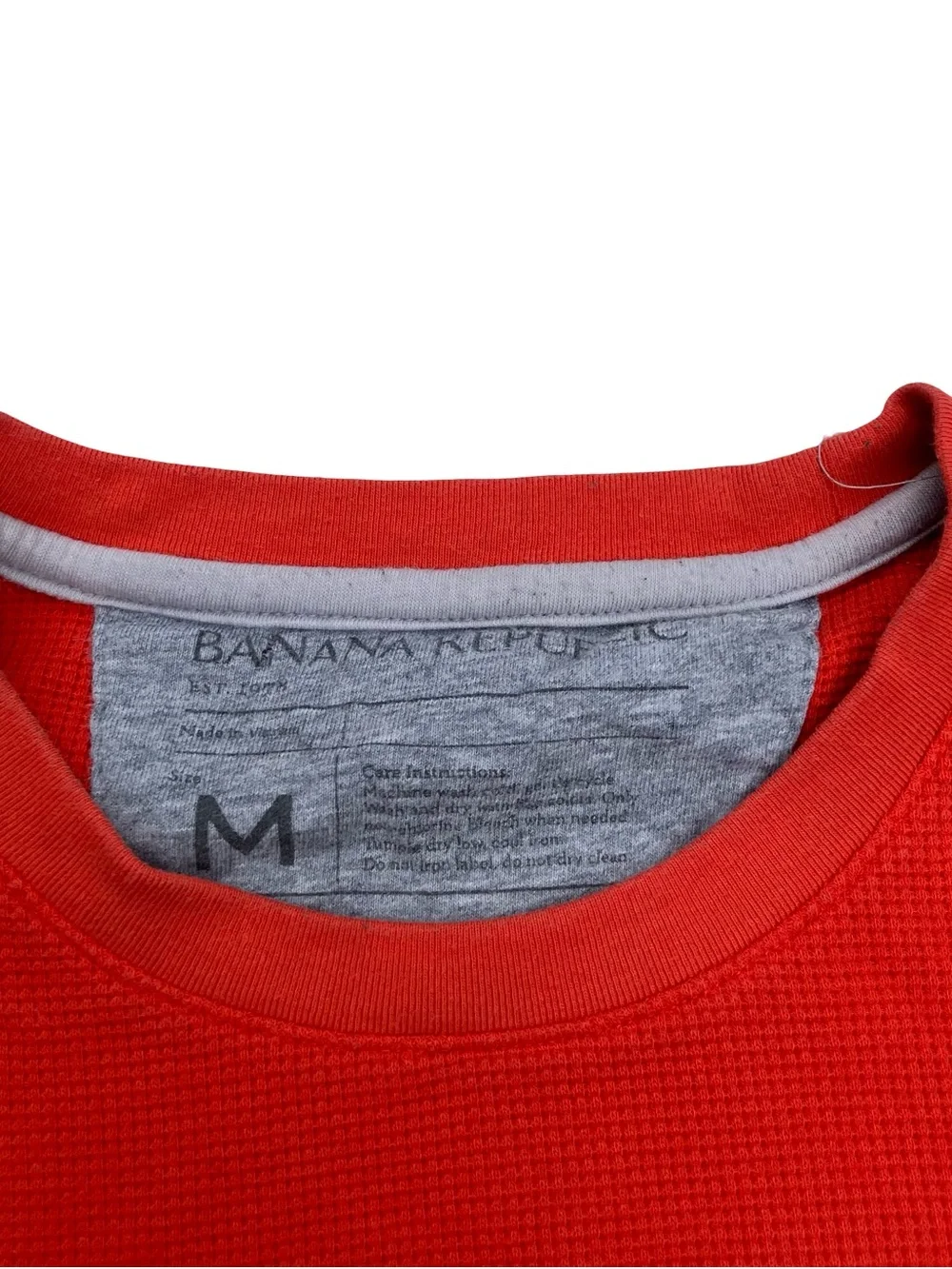 Banana Republic Mens Medium Red Waffle Knit Thermal Long Sleeve Shirt Crewneck T